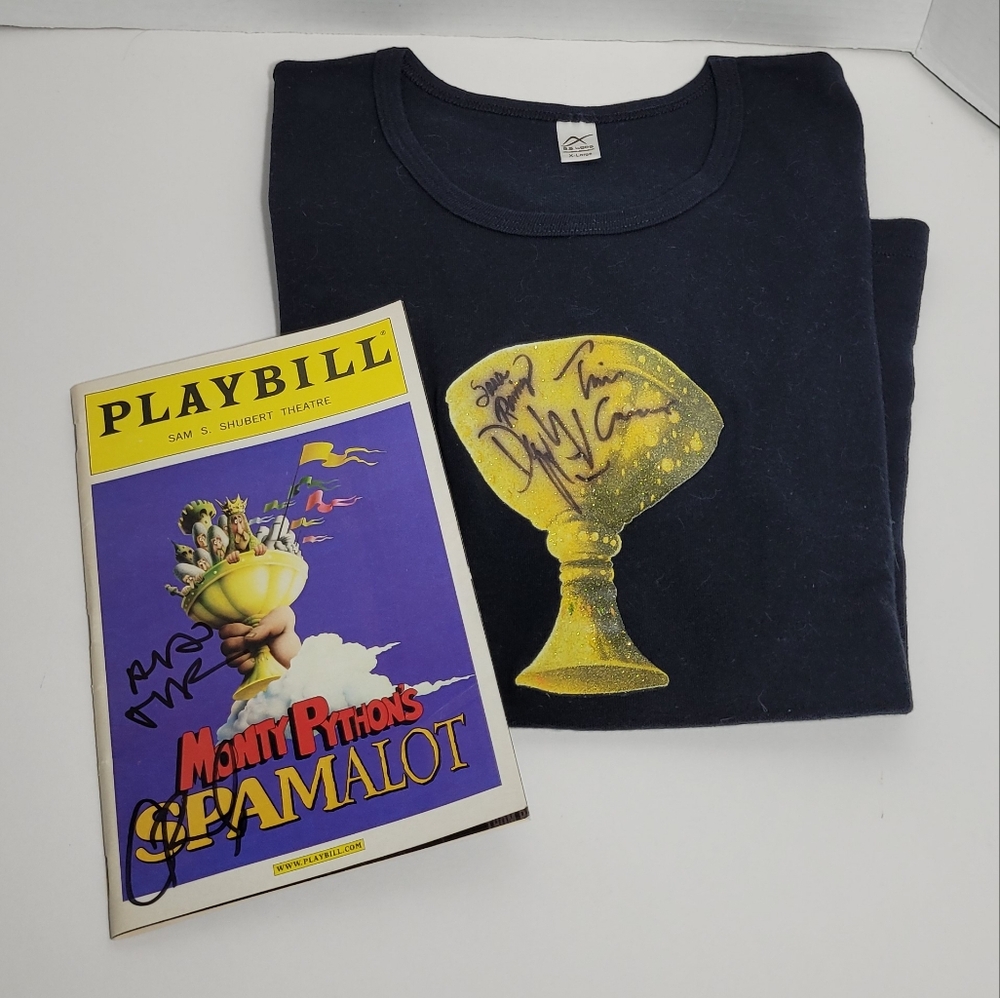 OOAK Spamalot Autographed Vtg Broadway Tee and Autographed Playbill